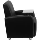 Flash Furniture Black Leather Guest Chair with Tablet Arm, Chrome Legs & Cup Holder-Raised Tablet Arm Swings 360 Degrees