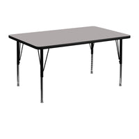 Flash Furniture 30"W x 48"L Rectangular Grey HP Laminate Activity Table - Height Adjustable Short Legs-Popular Rectangular Activity Table