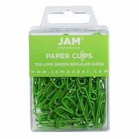 JAM Paper Colored Standard 1" Paper Clips - Lime Green - 2 Packs of 100-Color: Lime Green