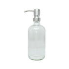 Wamaco 16oz Glass Bottle with Silver Pump, Clear, Pack-16 oz