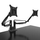 Kanto DMS2000 Gas Shock Dual-Monitor Arm Desktop Mount for 17-inch to 32-inch Displays, Black-Dual articulating gas-shock arms allow for easy positioning of your monitors