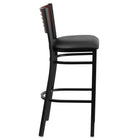 Flash Furniture HERCULES Series Black Slat Back Metal Restaurant Barstool - Mahogany Wood Back, Black Vinyl Seat-Mahogany Wood Slat Back Design