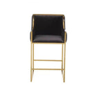 Plata Decor Bella Stool with Gold Metal Base - Black-High back