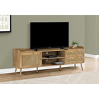 Monarch Specialties 2723 Tv Stand - 72"L/Walnut With Storage-This media entertainment centre includes 1 closed storage cabinet and 2 drawers with elegant rattan panelling and wooden knobs, to store media accessories