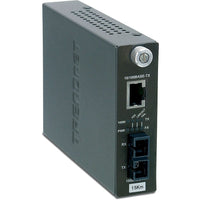 TRENDnet TFC-110S15I Intelligent 10/100Base-TX to 100Base-FX Single Mode SC Fiber Converter-SC-type single-mode fiber port connects over distances of up to 15km (9.3miles)