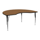 Flash Furniture 48''W x 72''L Kidney Shaped Activity Table with Thermal Fused Top and Standard Height Adjustable Legs, Oak-Oak Laminate