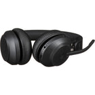 Jabra Evolve2 65, Link 380c, Stereo UC Headset with Stand - Black-Material: Headband cushion ultra soft foam covered in color-matched silicone, ear cushion soft audio foam covered in color-matched leatherette, aluminium slider arm