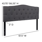 Flash Furniture Cambridge Tufted Upholstered Queen Size Headboard - Dark Grey Fabric-Black Metal Stands with Adjustable Bed Rail Slots