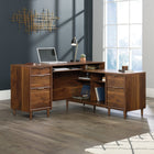 Sauder 59"W Clifford Place L-Desk - Grand Walnut- Two drawers with full extension slides hold letter-size hanging files to keep your important documents organized