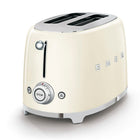 SMEG 50's Style 2 Slice Toaster, Cream (TSF01CRUS)-Backlit chrome knob with 4 functions: Reheat, Defrost, Cancel, Bagel