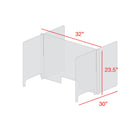 Mark Maker H Shaped Table Divider - 32" W x 23.5" H middle and two 30" W x 23.5" H sides 1/4" Clear Acrylic-with 3"x12" pass thr-Made from 1/4” clear acrylic.