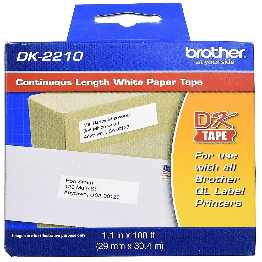 Brother Continuous Length Paper Tape - Black on White (DK2210