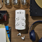 360 Electrical Revolve45 4-Outlet Rotating 45W Surge Protector - White-Lifetime Limited Manufacturer Warranty