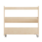 Flash Furniture Bright Beginnings Commercial Space Saving Wooden Mobile Classroom Storage Cart,3 Angled Shelves - Natural-Rounded Edges Prevent Abrasions from Accidental Contact