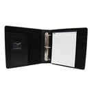 Ashlin Leopoldo Executive Elegant 3 Ring Binder, 3", Black-ID Display Pocket - 1