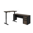 Bestar Connexion 2-Piece Set: A Standing Desk and A Desk, Antigua & Black-The electric mechanism allows you to quickly and quietly adjust the height of the table from 28" to 45"