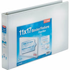 Cardinal 11" x 17" ClearVue Slant-D Ring View Binder, 1-1/2", White-No-pinch ring opens, closes and locks with one touch