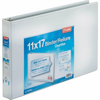 Cardinal 11" x 17" ClearVue Slant-D Ring View Binder, 1-1/2", White-No-pinch ring opens, closes and locks with one touch