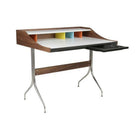 Plata Import Color Desk Office Desk Writing Desk Melamine board and walnut veneer - White-Writing desk