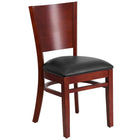 Flash Furniture Lacey Series Solid Back Mahogany Wood Restaurant Chair - Black Vinyl Seat-800 lb. Weight Capacity
