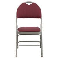 Flash Furniture HERCULES Series Ultra-Premium Triple Braced Burgundy Fabric Metal Folding Chair with Easy-Carry Handle-Padded Metal Folding Chair