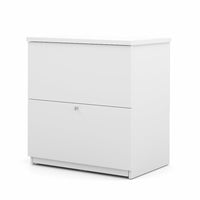 Bestar Commercial Lateral File, 2-Drawer, White-Durable 1" construction with melamine-finish work surface that resists scratches, stains and wears