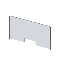 Mark Maker Rod Sneeze Guard - 42" W x 23.5" H panel 1/4" Clear Acrylic and 24" high aluminum rod set - with 4" x12" pass through-Optimal social distancing between two groups of people