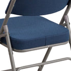 Flash Furniture HERCULES Premium Curved Triple Braced & Double Hinged Navy Fabric Metal Folding Chair-Curved Triple Braced Frame