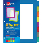 Avery Big Tab UltraLast Plastic Dividers - 8 Tabs - 8.5" x 11" - Multicolour-Customize Tabs with free, easy-to-use Design and Print Online Software