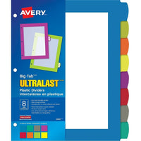 Avery Big Tab UltraLast Plastic Dividers - 8 Tabs - 8.5" x 11" - Multicolour-Customize Tabs with free, easy-to-use Design and Print Online Software