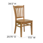 Flash Furniture HERCULES Series Vertical Slat Back Natural Wood Restaurant Chair-Natural Wood Frame Finish