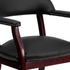 Flash Furniture Black Top Grain Leather Conference Chair with Accent Nail Trim-Contoured Cushions