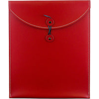 JAM Paper Leather Envelopes with Button and String Tie Closure, 9.5 x 12.5, Red Sold Individually (CF65LR)-Red