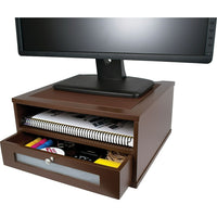 Victor Wood Monitor Riser, Mocha Brown (B1175)-Dimensions: 6 1/2"H x 13 3/8"W x 13 3/8"D
