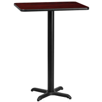 Flash Furniture 24" x 30" Rectangular Mahogany Laminate Table Top with 22" x 22" Bar Height Table Base-Bar Height Hospitality Table