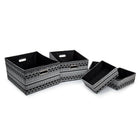 Truu Design Zig Zag Storage Baskets, Set of 5, 15.5 x 8.5 x 13.5 inches, Black, White-Dimension: each small basket measures 10" x 4" x 7", medium basket measures 14" x 8" x 12", and large basket measures 15.5" x 8.5" x 13.5" (L x H x W)