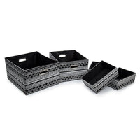 Truu Design Zig Zag Storage Baskets, Set of 5, 15.5 x 8.5 x 13.5 inches, Black, White-Dimension: each small basket measures 10" x 4" x 7", medium basket measures 14" x 8" x 12", and large basket measures 15.5" x 8.5" x 13.5" (L x H x W)