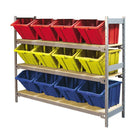 Kleton Wide Span 3 Shelf Shelving with Plastic Bins, Assorted-Ideal for storing supplies in warehouses or shops