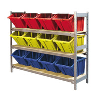 Kleton Wide Span 3 Shelf Shelving with Plastic Bins, Assorted-Ideal for storing supplies in warehouses or shops