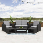 CorLiving 6-Piece Black Conversation Set, Light Grey Cushions (PLF-112-Z1)-Frame and rattan constructed of high-quality, eco-friendly HDPE pressed-resin wicker in black