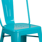 Flash Furniture Commercial Grade 24" High Crystal Teal-Blue Metal Indoor-Outdoor Counter Height Stool with Back-Crystal Blue Powder Coated Frame Finish