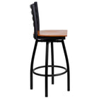 Flash Furniture HERCULES Series Black Ladder Back Swivel Metal Barstool - Cherry Wood Seat-Ladder Back Design