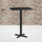 Flash Furniture 24" x 30" Rectangular Black Laminate Table Top with 22" x 22" Bar Height Table Base-Top Size: 24"W x 30"L