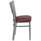 Flash Furniture HERCULES Series Slat Back Metal Restaurant Chairs with Burgundy Vinyl Seat - Silver - 2 Pack-Burgundy Vinyl Upholstered Seat