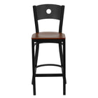 Flash Furniture HERCULES Series Black Circle Back Metal Restaurant Barstool - Cherry Wood Seat - 2 Pack-Set of 2 Metal Dining Bar Stools