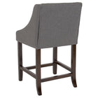 Flash Furniture Carmel Series 24" High Transitional Walnut Counter Height Stool with Accent Nail Trim - Dark Grey Fabric-Solid Back Design