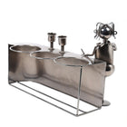 Truu Design Bar Natural Finish Iron Wine Holder, 12 x 10 inches, Silver-Holds up to three 25.4 oz. wine bottles, wine bottle not included