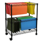 Oceanstar 2MRC1507 Portable 2-Tier Metal Rolling File Cart, Black-Sturdy bottom shelf also acts as storage for supplies