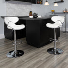 Flash Furniture 17 1/2" x 17 1/2" Cozy Mid-Back Vinyl Adjustable Bar Stool with Chrome Base, White, 2 Pack-Seat Adjusts from Counter to Bar Height