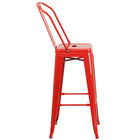 Flash Furniture 30" High Red Metal Indoor-Outdoor Barstool with Back-Stacks up to 8 Chairs High